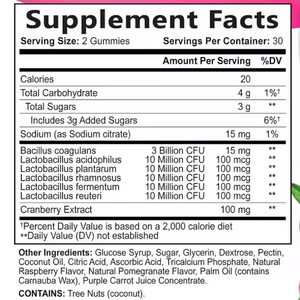 Private Label Hoogwaardige Probiotica Gummies voor Vrouwen in de Menopauze voor Spijsverteringsondersteuning en Darmgezondheid - Product Image 2