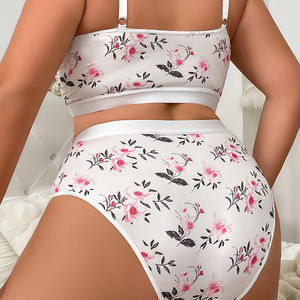 <b>Plus</b> <b>Size</b> Lingerie for Women Ladies Under Wears Sexy Bra and High Waist Full Coverage Panties <b>Bralette</b> Lace Bra Sets - Product Image 3