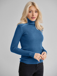 Suéter de Cuello Alto para Mujer, Camiseta de Punto, Otoño Invierno, Jersey Básico, Elástico, Ajustado, Informal - Product Image 5