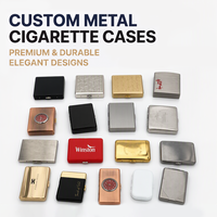 Étui à cigarettes carré en fer argenté mat personnalisé, à ouverture rabattable, avec double clip à ressort et support intérieur, gravure OEM ODM, faible MOQ, fourniture