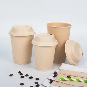 Customize Logo Paper Cup 6 8 10 12 16 OZ Ripple Single Double Paper Coffee Cups With Disposable Paper Cup With Sleeves