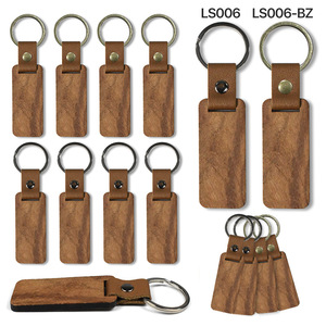 2026 Fashion Blank Wood Keychain Black Wooden Pendant Free Laser DIY Customizable Business Promotional Gifts
