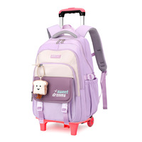 Sac à dos à roulettes pour filles, 6 roues pour monter les escaliers, imperméable, grande capacité, sac d'école pour enfants de 7 à 12 ans