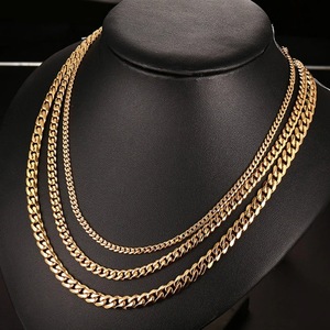 Go Party Hip Hop 3,5mm/5mm/7mm/9mm cadena <span class=keywords><strong>de</strong></span> eslabones cubanos collar pulsera 18K chapado en oro collares <span class=keywords><strong>de</strong></span> acero inoxidable para hombres y mujeres - Product Image 2