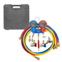 Kit de vanne à double manomètre pour diagnostic de système de climatisation et de réfrigération, avec verrouillage à bille intégré pour une connexion sécurisée et sans fuite