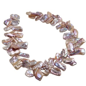 สร้อยคอมุกน้ำจืดสีม่วงทรงกลีบดอกไม้ คุณภาพสูง ขนาด 12-13 มม. รูปทรงบาร็อค ไม่สมมาตร สำหรับทำเครื่องประดับ DIY  ลูกปัดหลวม แสงเงาสวยงาม - Product Image 5