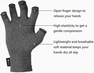 Enerup OEM/ODMコットン女性男性作業手加熱スポーツジムフィンガーレス抗関節炎圧縮手袋