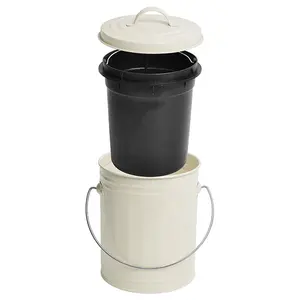 3L Kitchen Countertop Waste Compost Bin Bucket Suppliers Dual Layer Powder Coated Carbon Steel Countertop Compost Bin