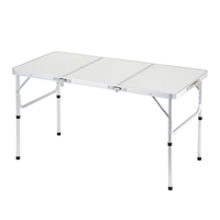 Table de camping pliable portable personnalisée de 90 cm, blanche, pour pique-nique en plein air, barbecue, panneau en MDF métallique réglable, cour, parc, direct