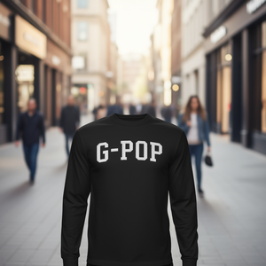 Camiseta de manga larga G-Pop, cuello redondo negro, ropa unisex - Product Image 3