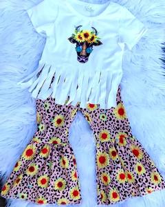 Wholesale casual Toddle Baby Teen Girls Clothing Sets 5 years Children's <strong>Clothes</strong> Distributors Boutique 2 Pcs Bell Pant Outfit - Product Image 2