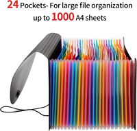 Organizador de Archivos Tipo Acordeón con 24 Bolsillos, Carpetas de Archivos de Gran Capacidad, Carpeta Expandible para Tamaño Carta/A4, para la Escuela, el Hogar y la Oficina