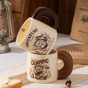 Big Handle Creative Retro Cartoon Teddy Bear 620Ml Breakfast Milk Cup Anime Cup Wholesale Cups Ceramics Mugs Porcelain Mugs - Product Image 3