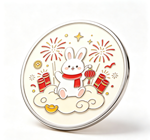 Custom Round Rabbit Lapel <b>Pin</b> Enamel Metal <b>Pin</b> Cartoon New Year Animal <b>Badge</b> for Gift and Clothing - Product Image 2