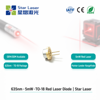 Diodo Láser Rojo QSI QL63D4SX 635nm 5mW TO18 5.6mm, Módulo LD Monomodo para Puntero Láser, Nivelador, Telémetro, Sensor