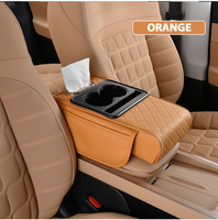 Accessoires d'intérieur de voiture Boîte de rangement pour accoudoir en cuir Capacité de stockage du tissu Porte-gobelet à eau Assemblé Console centrale Pad