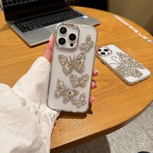 Coque de téléphone de luxe 3D papillon en strass pour <span class=keywords><strong>iPhone</strong></span> 17 Pro Max, style coréen, design personnalisé pour femmes, compatible <span class=keywords><strong>iPhone</strong></span> 16 15 14 Plus - Product Image 4
