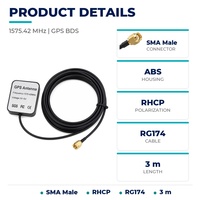 Antenne GPS BDS 1575,42 MHz 28 dBi RHCP à montage magnétique SMAMale avec câble RG174 de 3 m pour système de navigation de véhicule