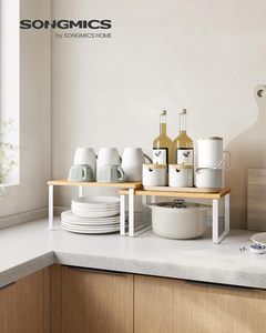 Organiseurs d'étagères de placard, lot de 4 étagères de comptoir de <span class=keywords><strong>cuisine</strong></span>, empilables, étagères à épices extensibles - Product Image 4