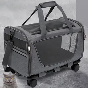 2023 New Pet Luggage Cat Bag Outdoor Portable Box Pet Suitcase Trolley Carrier Pet Supplies