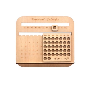 Calendrier de bureau en <span class=keywords><strong>bois</strong></span> multifonction Agenda quotidien hebdomadaire mensuel perpétuel avec affichage de logo personnalisé Tableau calendrier de table - Product Image 1