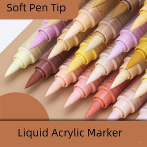 12 unids/set nueva llegada 12 colores papelería escolar Punta de pincel suave rotulador de pintura acrílica marcadores de tiza al por mayor - Product Image 5