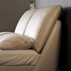 Design italiano minimalista flanella trapuntato in pelle letto di legno sospensione camera da letto mobili per camera padronale per la sala di nozze Hotel - Product Image 6