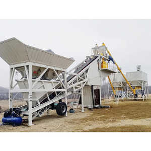 China Mini Mobile 50m3/h 60m3 Portable <b>Concrete</b> Cement <b>Batching</b> <b>Plant</b> Ready Mixer for Dry Wet Mixing Competitive Price Cambodia - Product Image 1