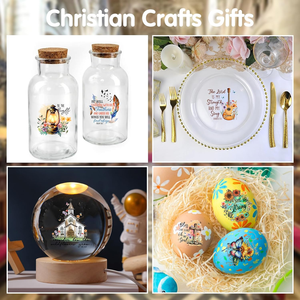 Nouveau style 2026 – 24 feuilles d'autocollants vintage chrétiens à appliquer par frottement pour verre, bougeoirs et porcelaine - Product Image 2