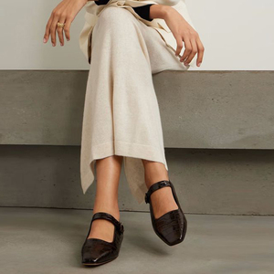 Sandales plates à bout carré pour femmes, grande taille 46, avec boucles à lanières, style Mary Jane classique, chaussures habillées à coupe large - Product Image 2