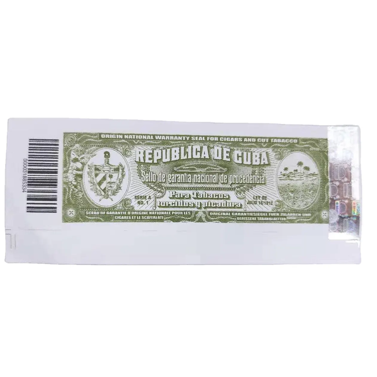 Ready to Ship Support Custom Codes Green Stamp Sticker Label For Wood, Paper Tube Cigar Packaging Box