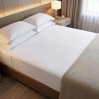 Draps d'hôtel de luxe 5 étoiles personnalisés Guangzhou JF, 250TC, tissés, écologiques, rayés, en coton blanc