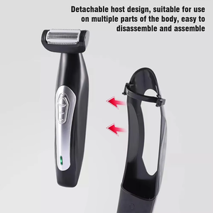 Tondeuse corporelle détachable avec corps pliable pour rangement, rasoir dorsal rechargeable Type-C avec base de charge - Product Image 1