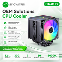 Ventilateur de refroidissement double 120 mm avec cadre noir RGB, 6 caloducs en cuivre pour vendeur en ligne avec boîte de vente au détail personnalisée, échantillon OEM rapide en 7 jours