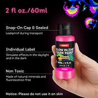 Ensemble de peinture acrylique qui brille dans le noir, 60 ml, 10 couleurs néon, peinture non toxique pour enfants, fête d'Halloween, peinture faciale DIY et artisanat