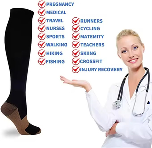 Wholesale 15-20mmHg Graduated Compression <b>Socks</b> <b>Knee</b> <b>High</b> Sports Running Travel <b>Socks</b> for Men and Women - Product Image 2