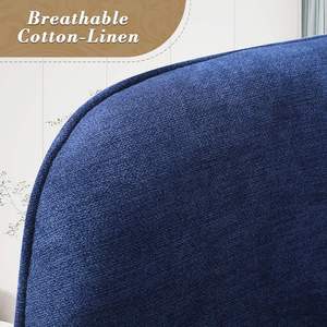 Fauteuil de lecture moderne en tissu lin avec accoudoirs et pieds métalliques pour la maison, le bureau ou la chambre – Ensemble de fauteuils d'appoint confortables - Product Image 3