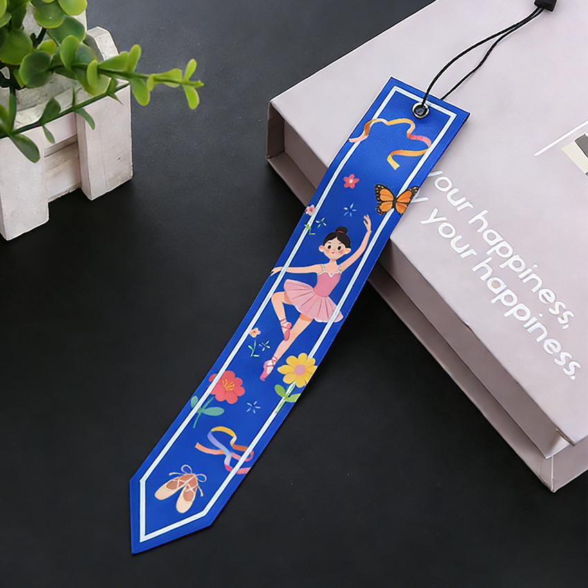 Personalized Blue Woven Label Brand Satin Ribbon Key Chain Charm