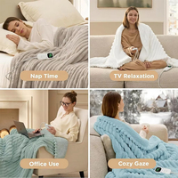 Plaid chauffant électrique en fausse fourrure pour le bureau, 6 niveaux de chauffe, pour lit, avec arrêt automatique après 2 heures, lavable en machine