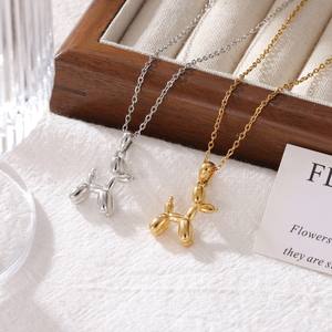 힙합 비 변색 실버 18K 골드 도금 스테인레스 스틸 풍선 개 펜던트 목걸이 트렌디 링크 여성 남성 결혼식 - Product Image 2