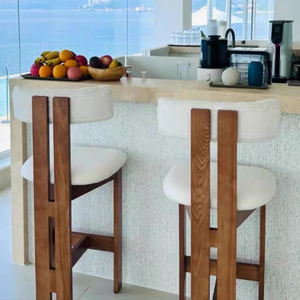 Nordique moderne Simple en bois cuisine comptoir de <span class=keywords><strong>Bar</strong></span> coussin doux maison meubles commerciaux café chaise haute boutique tabouret de <span class=keywords><strong>Bar</strong></span> - Product Image 5