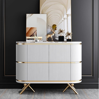 Oferta Especial: Aparador Moderno de Lujo Ligero de Roble para Sala de Estar y Comedor, Mueble de Almacenamiento con Tapa de Piedra para Villa y Apartamento