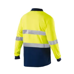 WP-01L Hi VIS Vàng Polo dài tay áo Polyester t Áo sơ mi bảo hộ lao động phản quang an toàn làm việc quần áo sơ mi cho nam giới