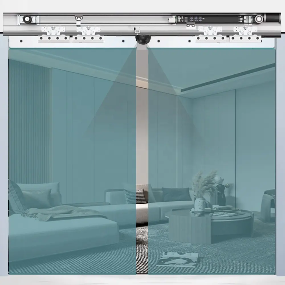 Pabrik komersial kaca sensor pintu sistem pintu geser otomatis dengan motor dc