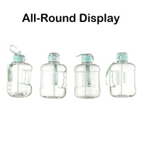 Bouteille d'eau sport 3L en plastique PC sans BPA, écologique, pour la gym et l'extérieur, avec paille de type alimentaire et bouchon à bouton-poussoir, accessoires inclus