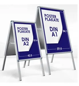 DIN A1/A2 poster size double side advertising stand aluminum 25mm silver A board sign
