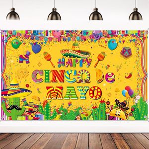 Toile de fond photo Fiesta Mexicaine, rayée et colorée, avec sombrero, <span class=keywords><strong>cactus</strong></span> et guitare, pour la photographie, décoration de fête, personnalisable - Product Image 3