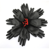 Gants de travail antidérapants en polyester, 13g, sécurité, bon marché, industriel, enduit de PU noir, vente en gros