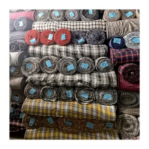 Textile tc yarn dyed check fabric stocklot woven men's shirt fabric