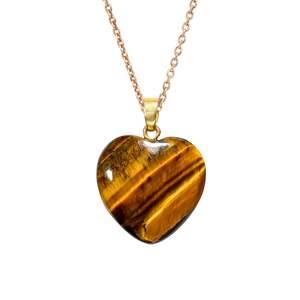 Collar con Colgante de Corazón de Piedra Ojo de Tigre, Cabujón Natural, Joyería para Mujer, Cristales de Sanación Energética, Chakra Calmante - Product Image 1
